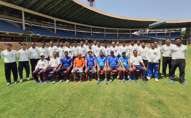 Cricket team at the stadium